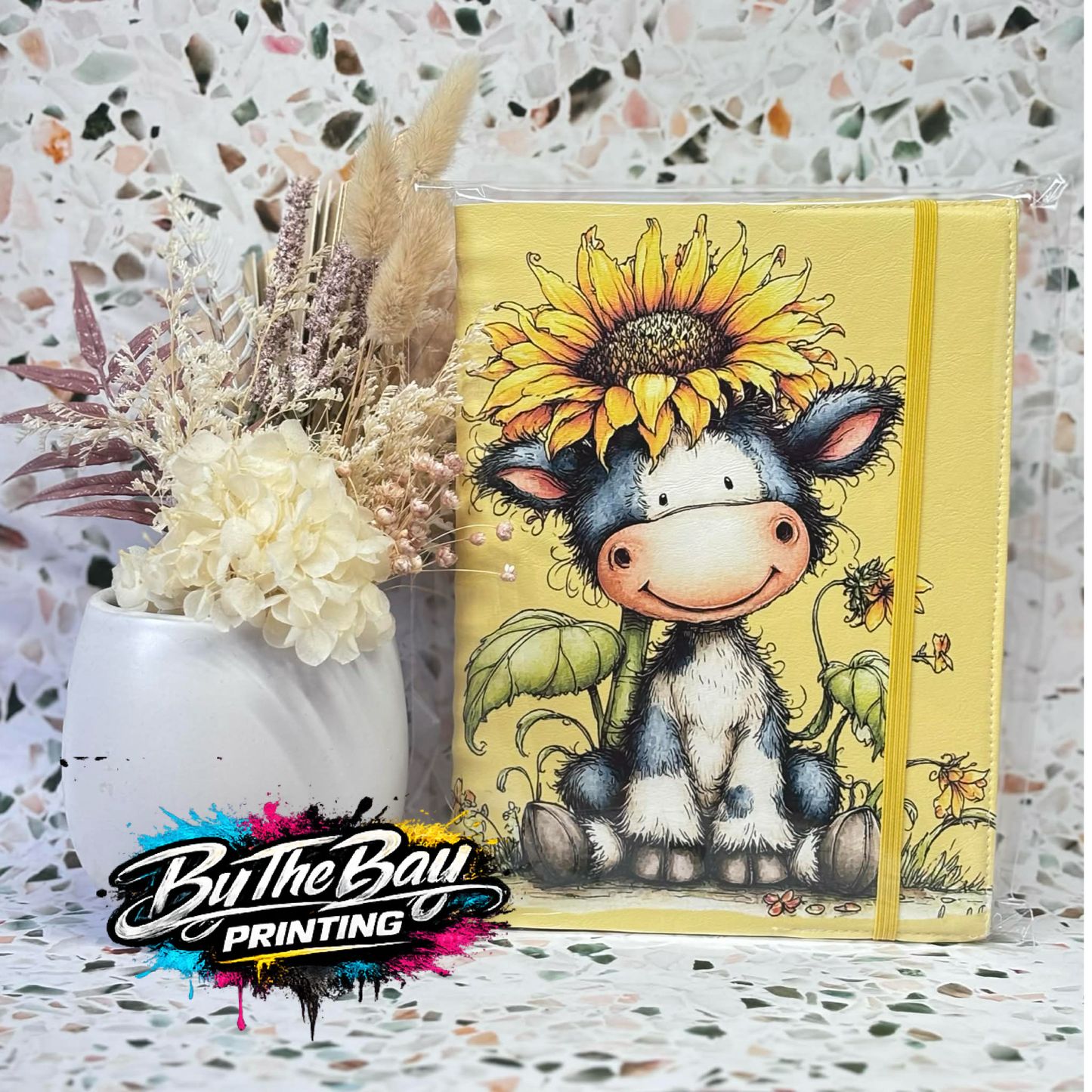 A5 Sunflower Cow - yellow Notepad