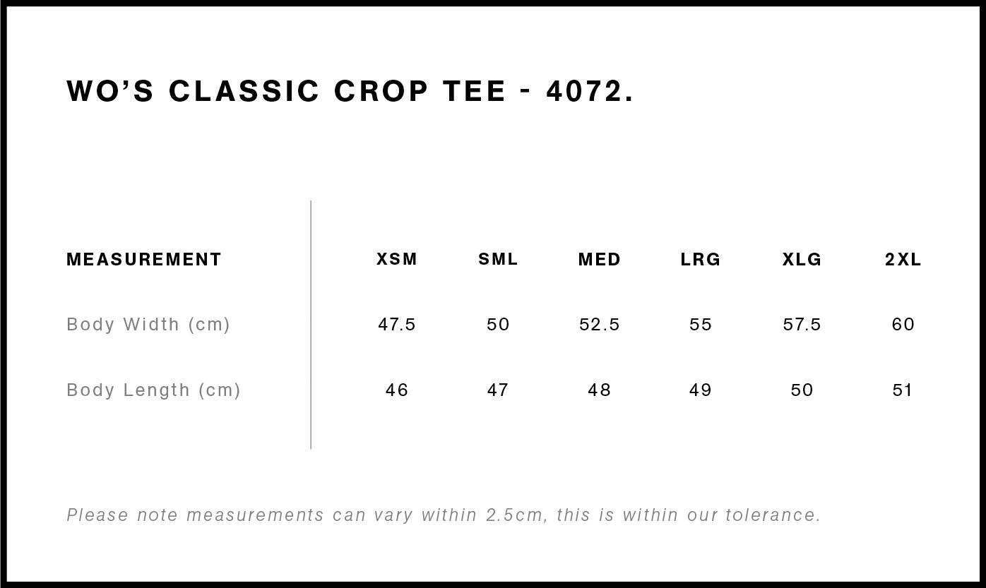 As Colour Womens Crop Tee (Various Colours)